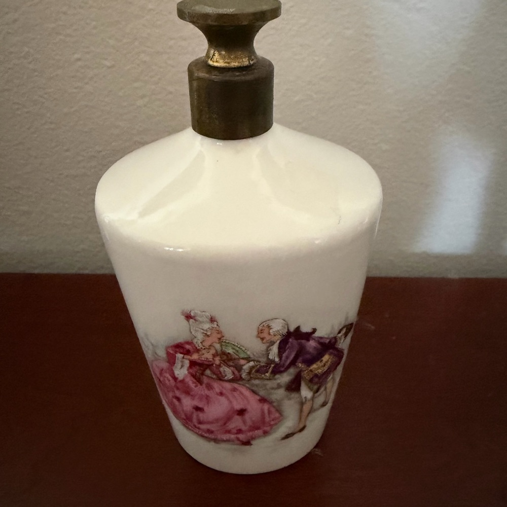 Porcelain Decorative Perfume Bottle with Pink and Purple Rococo Scene - Picture 2 of 5